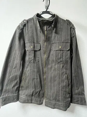 그레이 스트라이프 밀리터리 자켓