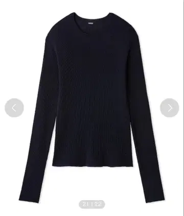 Mila Owen 크루넥 리브 니트 풀오버 네이비