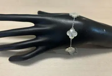 실버 925 오닉스 클로버형 팔찌