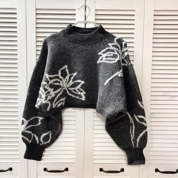 [ MERCURYDUO ] 빅 플라워 자카드 니트 F 사이즈