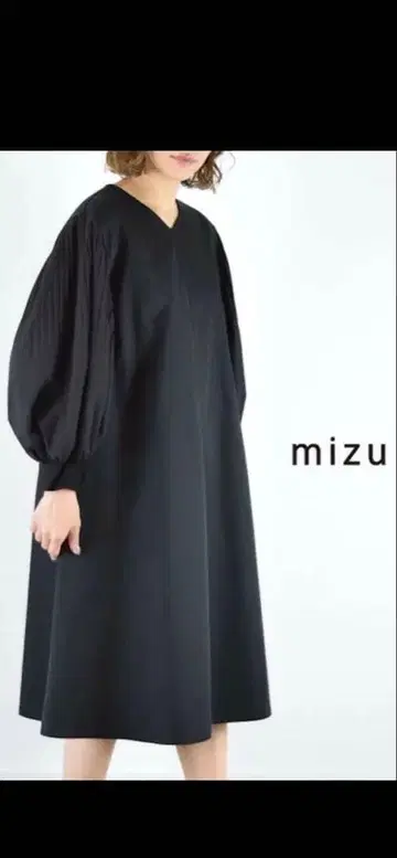 미즈이로 인디 네이비 셔츠 원피스 긴팔