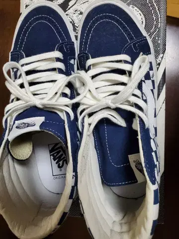 VANS 하이컷 네이비 체크 사이즈 28cm