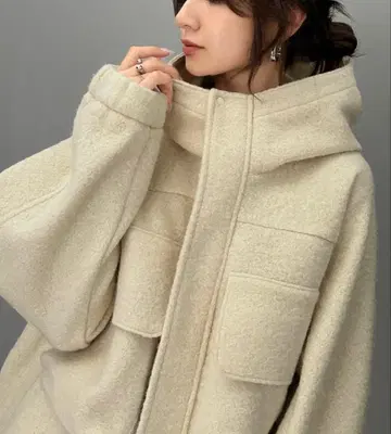 새상품 JAVA 콜라보 테디 샤기 빅 후드 블루종 자켓