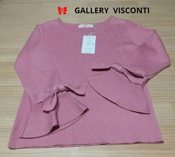 갤러리 비스콘티 니트 스웨터 상의 3 리본 핑크