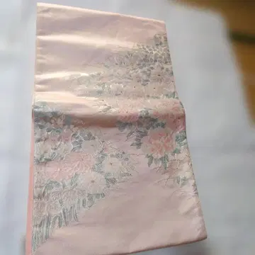 꽃무늬 금실 자수 후쿠로 오비 핑크 계열 새상품급