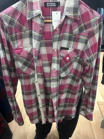 HYSTERIC GLAMOUR 플란넬 셔츠 핑크 계열 체크