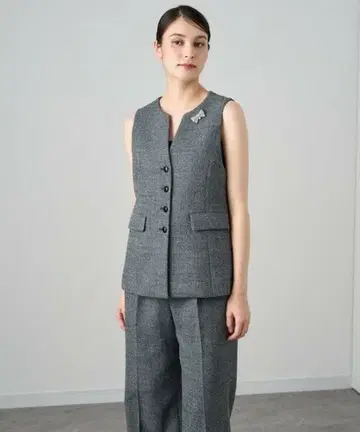 그레이 슬리브리스 자켓 팬츠 셋업