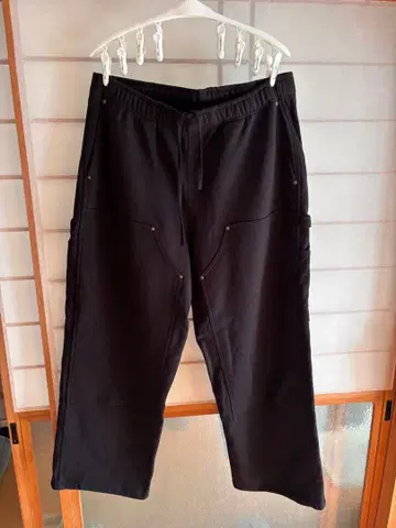 BEAMS 더블니 스웨트 팬츠 블랙 L