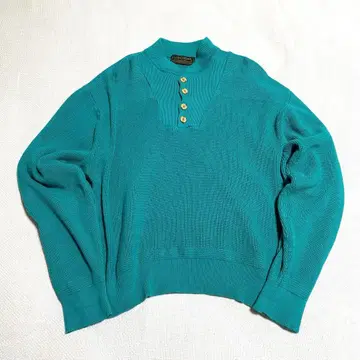 레어 컬러 80S 에디 바우어 블랙 택 코튼 니트 지프 스웨터