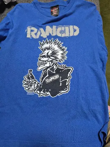 RANCID T셔츠 파랑 스컬 디자인
