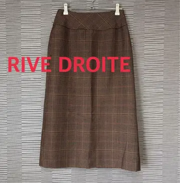 리브도르와 롱 스커트 체크 브라운 가을/겨울/봄 깔끔한 탄력