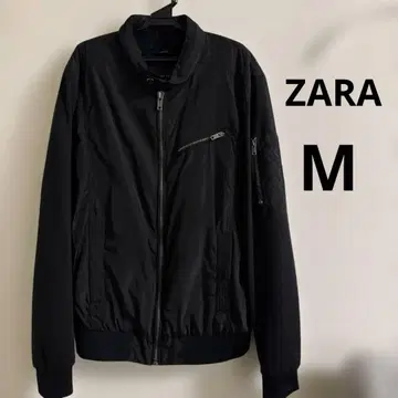 ZARA 자라 나일론 블루종 블랙 M 사이즈 지퍼 자켓 후드 부착