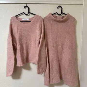 러그나문 알파카 샤기 니트 & 스커트 세트