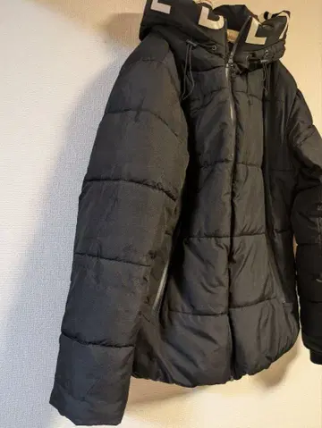 블랙 패딩 자켓 후드 부착