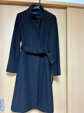 캐시미어 블랙 롱 코트 벨트 포함