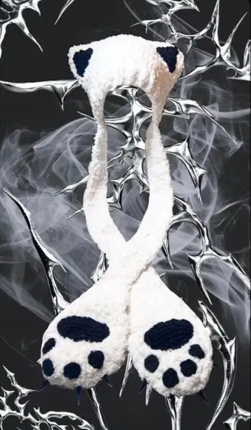 복슬복슬 고양이 귀 니트 모자 [ 발바닥 장갑 ]