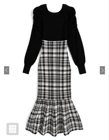 GRL 그레일 체크 무늬 절개 머메이드 니트 원피스 kz719