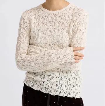 택 포함 미사용 IENA Flower 스트레치 레이스 풀오버