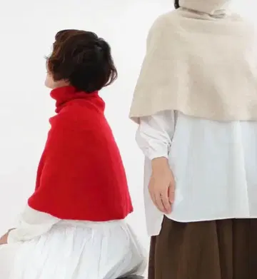 세실리에 텔레 하이넥 판초 레드