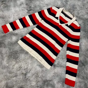 [ 타미힐피거 ] ( L ) 피케 셔츠풍 니트 스웨터 보더 슬릿