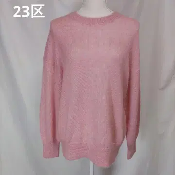 23구 파인 모헤어 크루넥 풀오버 핑크 니트 스웨터