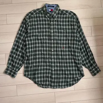 TOMMY HILFIGER 체크 셔츠 L 그린 긴팔 구제 의류