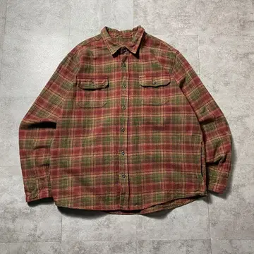 00s ORVIS 오비스 더블 포켓 체크 올 패턴 헤비 플란넬 셔츠