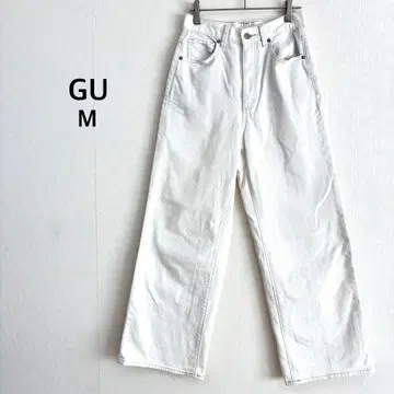 [지유] 데님 M 화이트 와이드 청바지 하이웨스트 무지 깔끔함