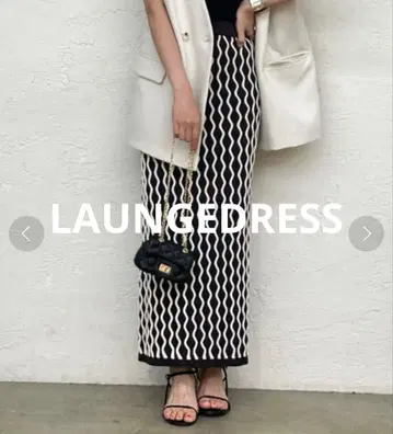 LOUNGEDRESS Wave 타이트 스커트 화이트/블랙