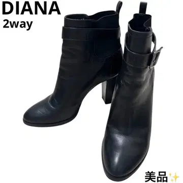 새상품급 다이애나 DIANA 사이드 고어 부츠 벨트 쇼부츠 가죽 블랙