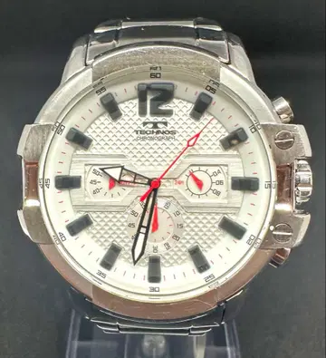 가동품 TECHNOS 크로노그래프 손목시계 실버