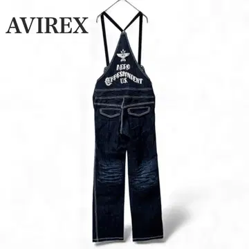 아비렉스 오버롤 살로펫 백 로고 자수 인디고 다크 네이비