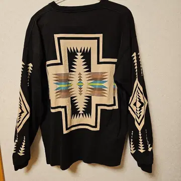 Pendleton 기하학 패턴 긴팔 티셔츠 블랙 s 사이즈