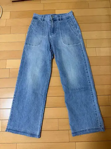 SHIPS Colors 라이트 블루 와이드 레그 데님