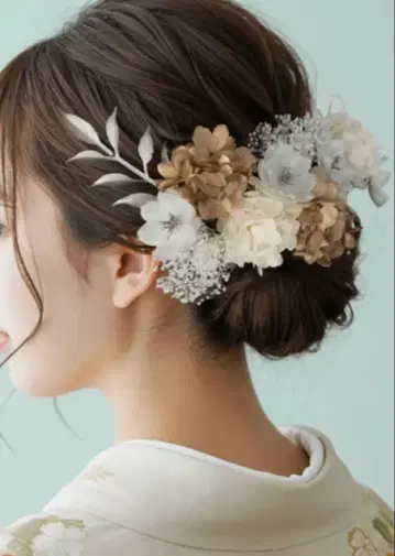 꽃과 잎 장식 헤어핀 세트