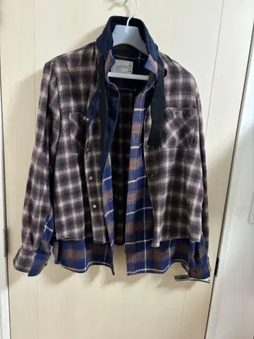 sacai 20ss 도킹 레이어드 체크 셔츠 옴브레 아야노 고