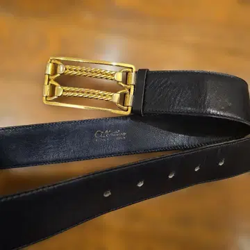 알베르타리오 이탈리아제 블랙 가죽 뜨개질 버클 벨트