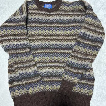 Pendleton 울 스웨터 브라운 계열 기하학 패턴