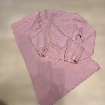 SHEIN 핑크 니트 셋업 롱 스커트 M