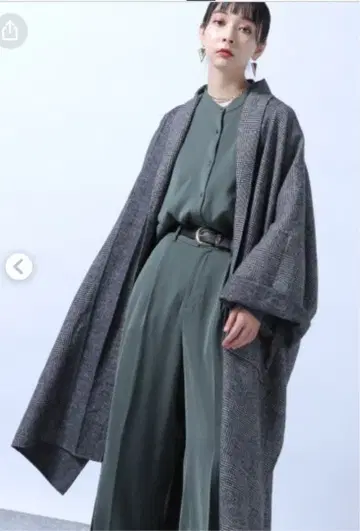 HARE 새상품급 더블 페이스 BIG 코트 그레이 체크 FREE 사이즈