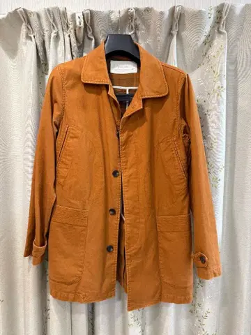 그랜드글로벌 코튼 코트 38 오렌지 브라운 안감 체크