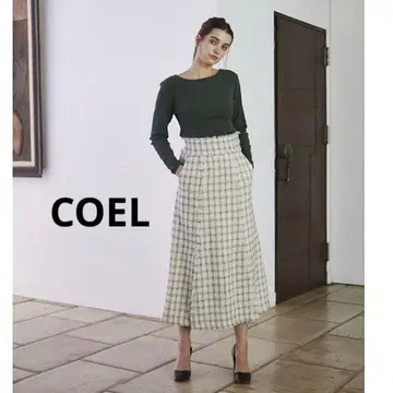 COEL 코엘 트위드 플레어 스커트 슬릿 롱 스커트