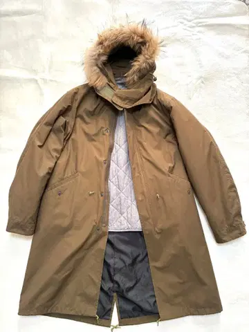 퍼 달린 모즈 코트 카키 라이너 포함 남성용 LL
