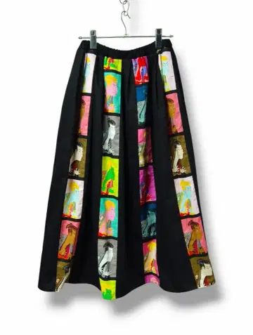 우키요에 x 블랙 믹스 플레어 롱 스커트