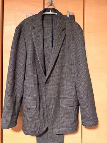 카시야마 셋업 가을/겨울 원단 브라운 체크 무늬