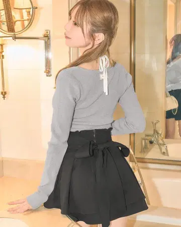 미셸 마카롱 슬림 레그 리본 스커트 XS 사이즈