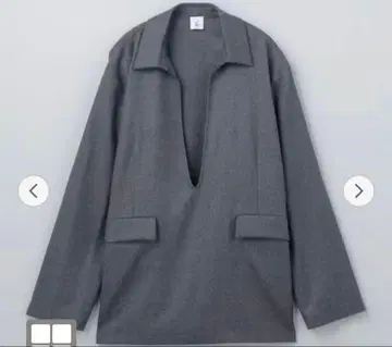 6(ROKU) V넥 튜닉 상의 그레이