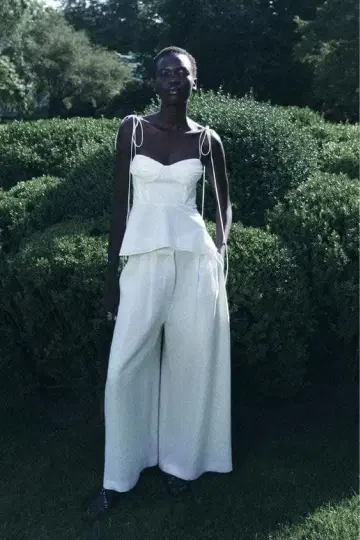 ZARA 자라/ZW 컬렉션 뷔스티에 상의 화이트 페플럼 뷔스티에