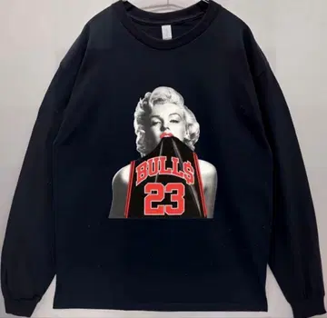 남녀 공용 BULL$ 마릴린 몬로 사진 긴팔T셔츠/블랙