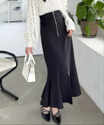 clear 허리 리브 슬릿 머메이드 스커트[CL7532] 블랙